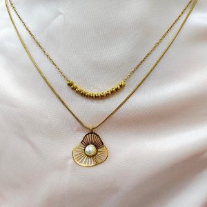 Gold shell dual/layered  pendent chain