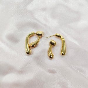 Contemporaty gold toned drop earrings