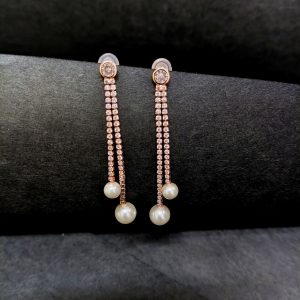 double Pearl Drop Stud  earrings
